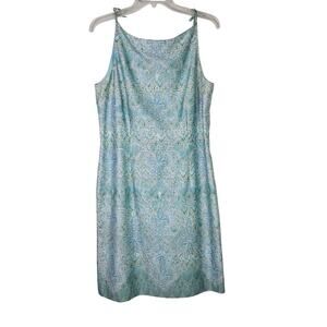 Liz Claiborne Women Sz 12 Turquoise Paisley Tie-Shoulder Sundress Boho 90's Fun